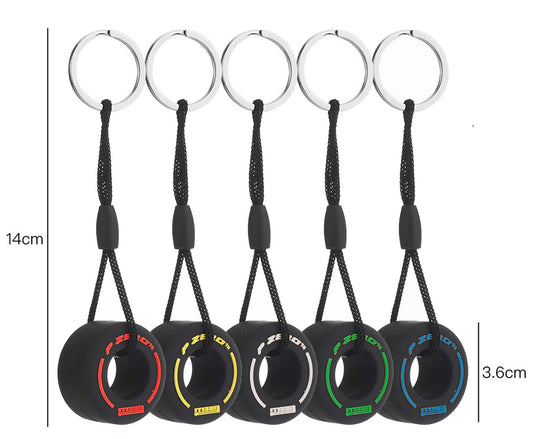 Formule 1 sleutelhanger set van 5 | Geel | Wit | Rood | Groen | Blauw | Pirelli | F1