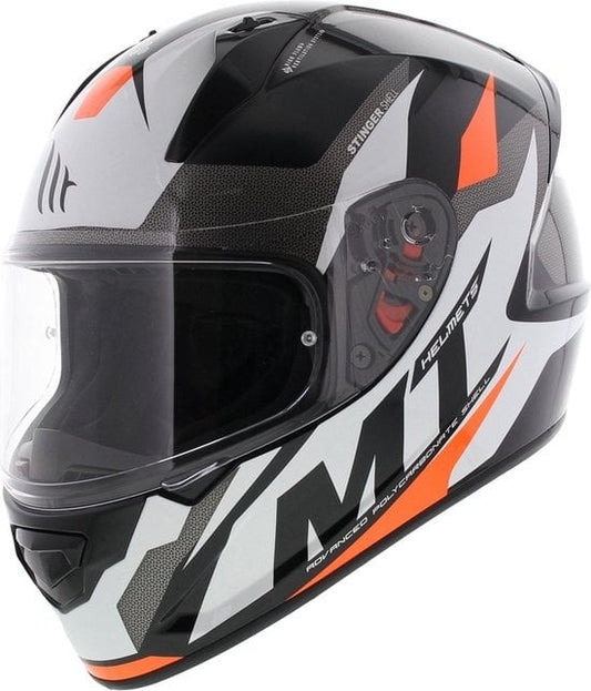 MT Helmets Stinger Brave Zwart / Fluor oranje