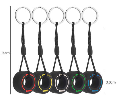 Formule 1 sleutelhanger set van 5 | Geel | Wit | Rood | Groen | Blauw | Pirelli | F1