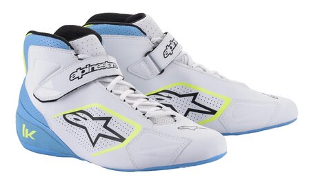 Alpinestars Tech 1-K Wit / blauw / fluor geel