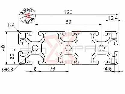 SimXPro 40x120 profile Black - KartKings