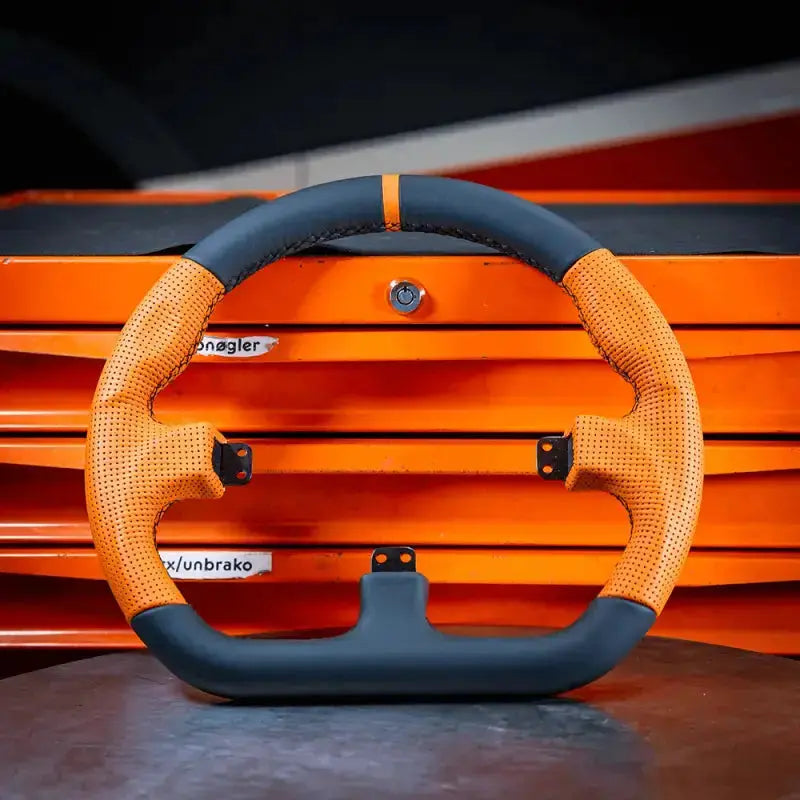 Asetek SimSports closed D orange leather rim - KartKings