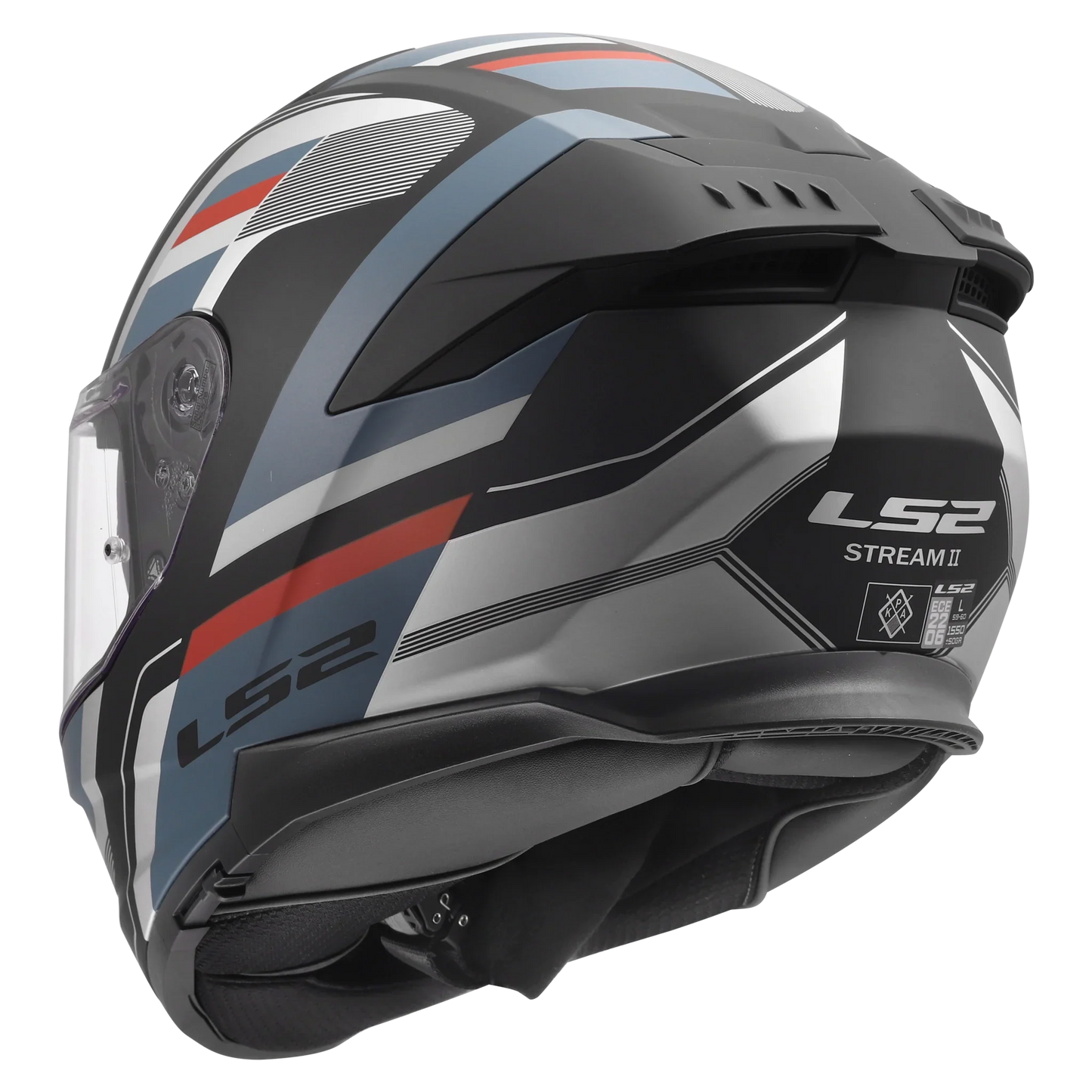 LS2 FF808 Stream II Vintage matt zwart/blauw - KartKings