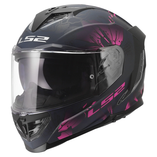 LS2 FF818 Storm III Burst matt zwart / roze - KartKings