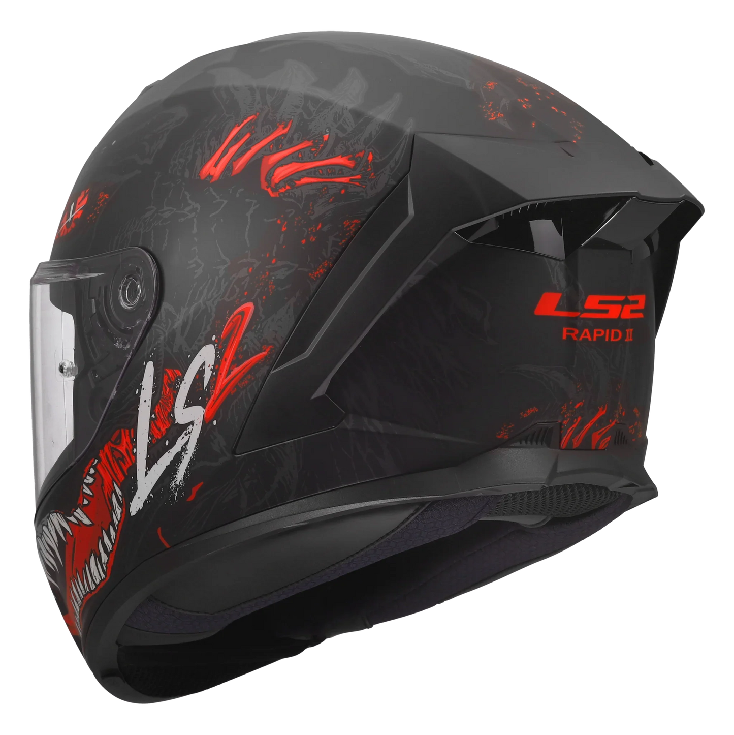 LS2 FF820 Rapid III Kaiju matt zwart/rood - KartKings