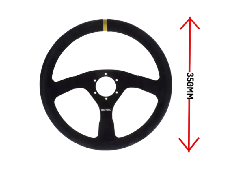 LTEC 3-Spoke Open Rally Steering Wheel – 350mm Flat (FIA Approved)