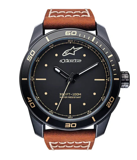 Alpinestars tech 3H matt zwart / bruin leren strap - KartKings