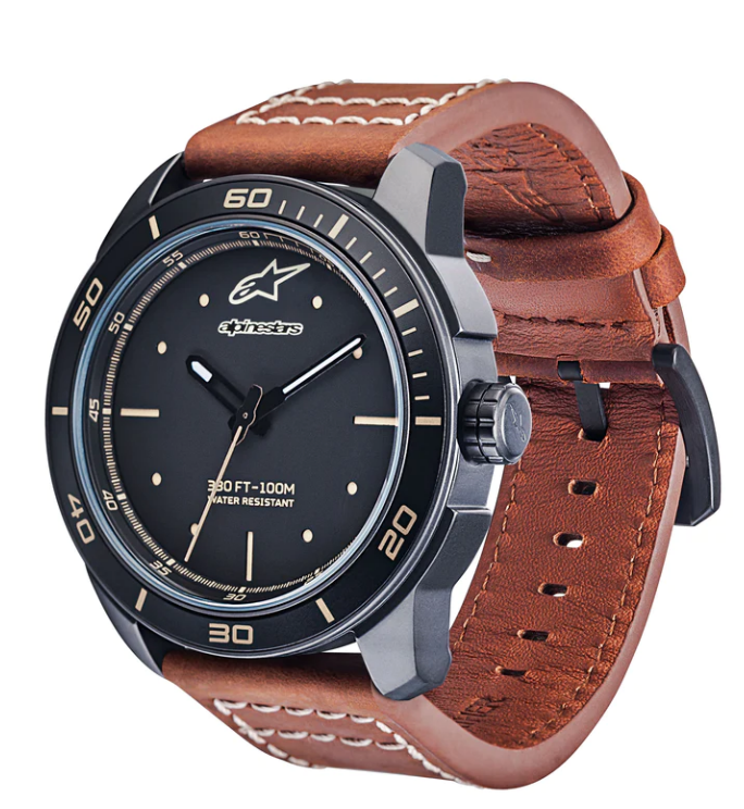 Alpinestars tech 3H matt zwart / bruin leren strap