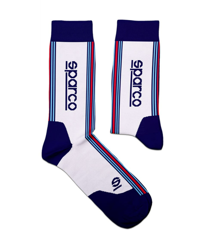 Sparco Martini Iconic design hoge sokken wit/blauw/rood - KartKings