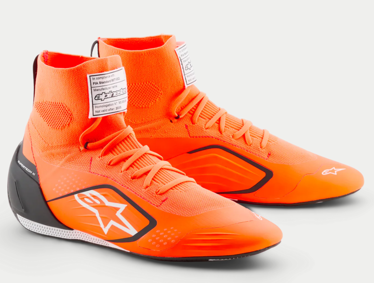 Alpinestars Supertech K FIA kartschoenen fluor oranje / zwart