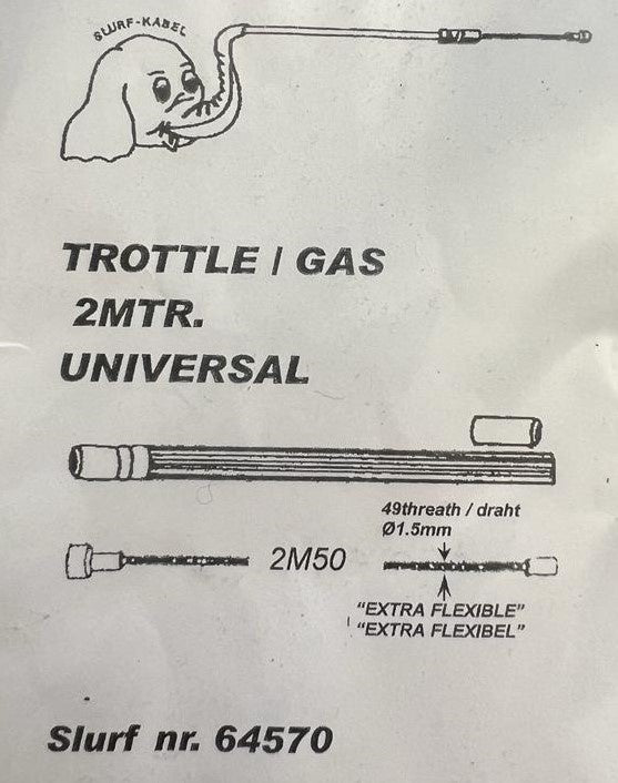 Universal Gaszug / Bremszug / Kupplungszug konischer Kopf inkl. Außenhülle