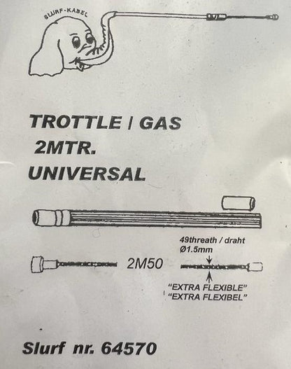Universal Gaszug / Bremszug / Kupplungszug konischer Kopf inkl. Außenhülle